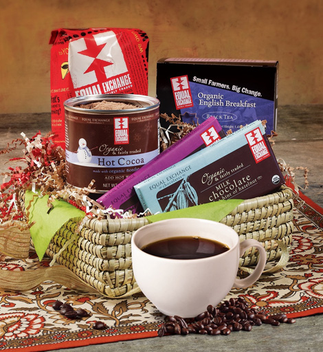basket of chocolate and coffee